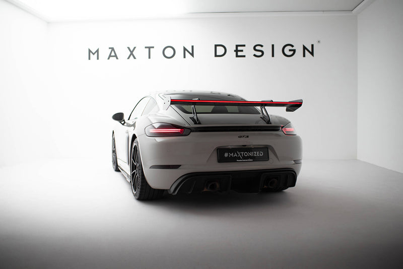 Maxton Design Carbon Spoiler With Upper Swan Mounting V.1 + LED Porsche 718 Cayman 982c