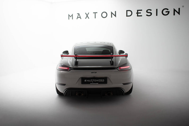 Maxton Design Carbon Spoiler With Upper Swan Mounting V.1 + LED Porsche 718 Cayman 982c