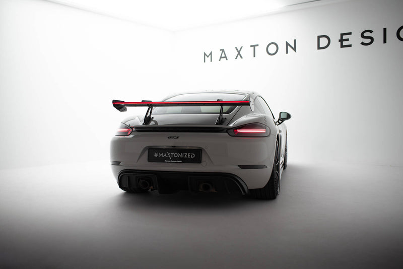 Maxton Design Carbon Spoiler With Upper Swan Mounting V.1 + LED Porsche 718 Cayman 982c