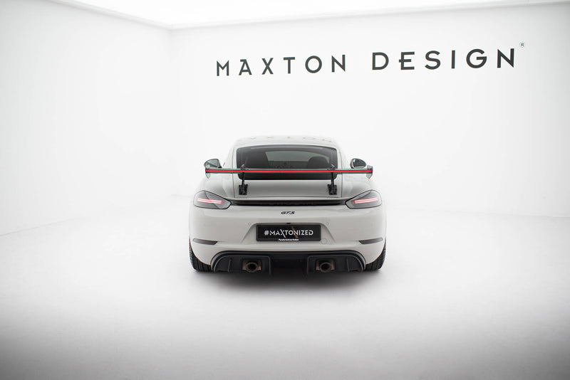 Maxton Design Carbon Spoiler With Upper Swan Mounting V.1 + LED Porsche 718 Cayman 982c