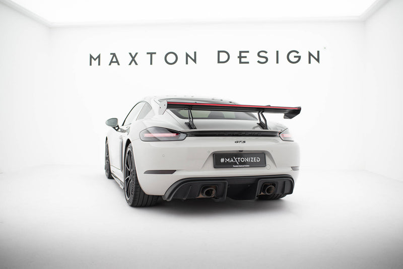 Maxton Design Carbon Spoiler With Upper Swan Mounting V.2 + LED Porsche 718 Cayman 982c