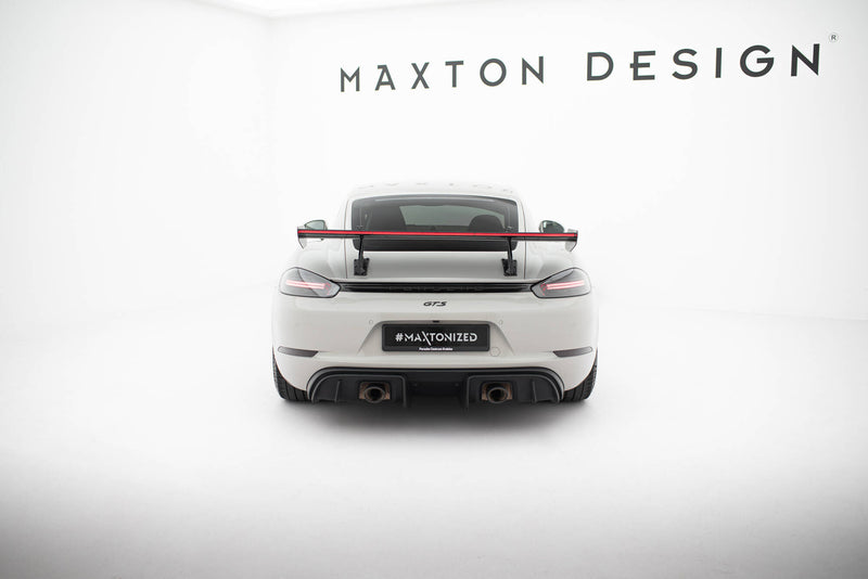 Maxton Design Carbon Spoiler With Upper Swan Mounting V.2 + LED Porsche 718 Cayman 982c