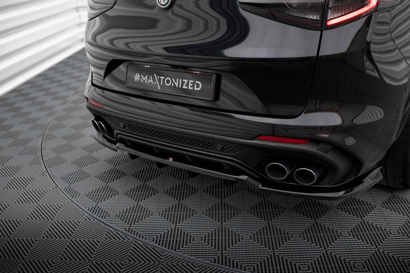Maxton Design Rear Splitter (with one vertical bar) Alfa Romeo Stelvio Quadrifoglio Mk1