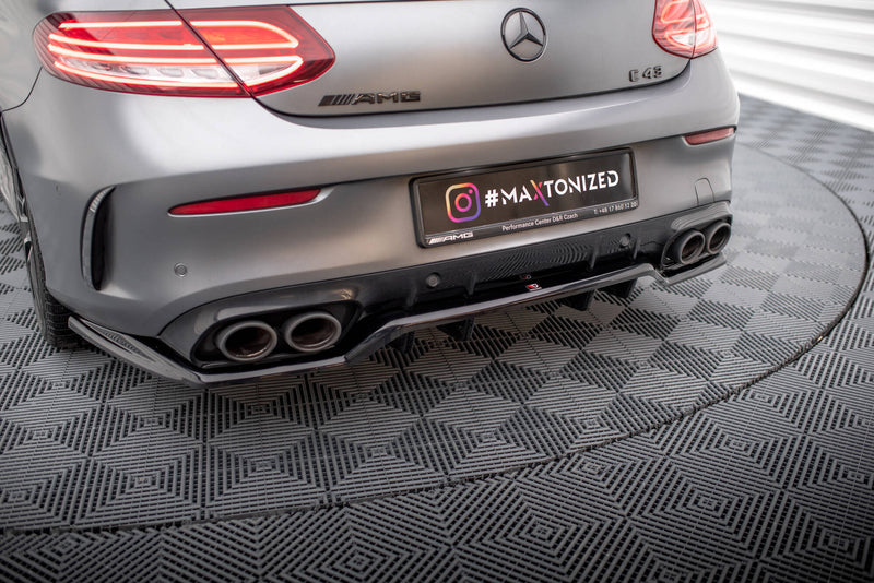 Maxton Design Rear Splitter (with one vertical bar) Mercedes-AMG C43 Coupe / Cabrio C205 Facelift / A205 Facelift