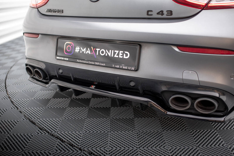 Maxton Design Rear Splitter (with one vertical bar) Mercedes-AMG C43 Coupe / Cabrio C205 Facelift / A205 Facelift