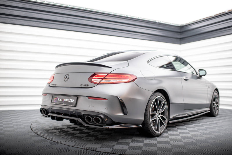 Maxton Design Rear Splitter (with one vertical bar) Mercedes-AMG C43 Coupe / Cabrio C205 Facelift / A205 Facelift