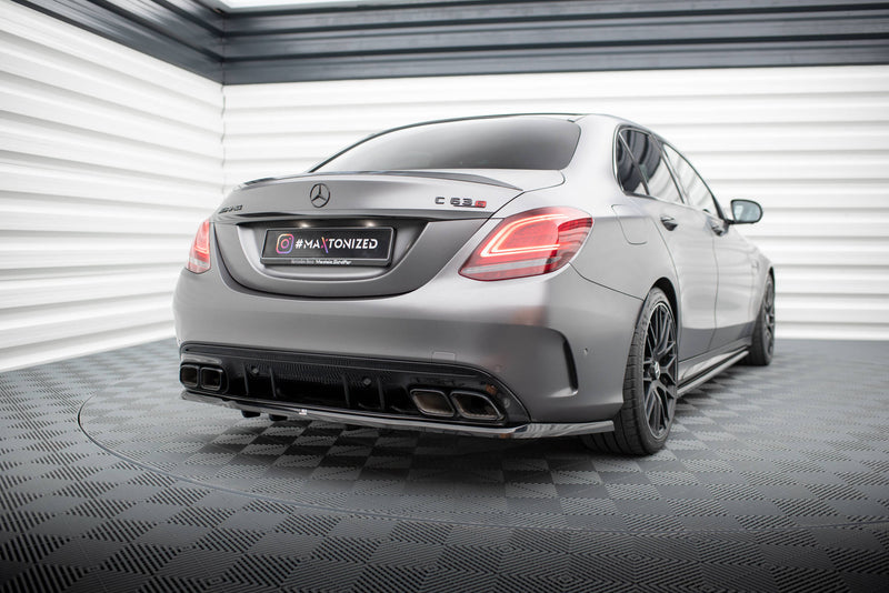 Maxton Design Rear Splitter (with one vertical bar) Mercedes-AMG C63 Sedan / Estate W205 Facelift