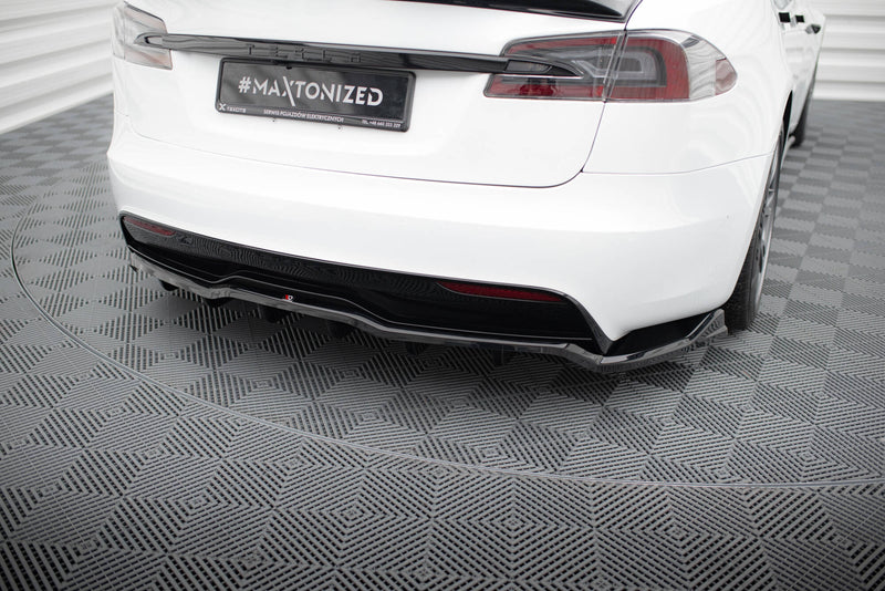 Maxton Design Hinten Splitter (mit einem vertikalem balken) V.1 Tesla Model S Plaid Mk1 Facelift