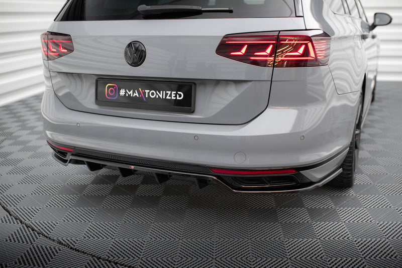 Maxton Design rear splitter (with one vertical bar) Volkswagen Passat R-Line B8 Facelift