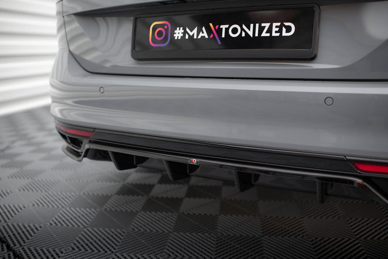 Maxton Design rear splitter (with one vertical bar) Volkswagen Passat R-Line B8 Facelift