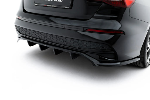 Maxton Design Hinten Splitter mit Mittelsteg passend für Audi A3 Sedan 8Y Facelift