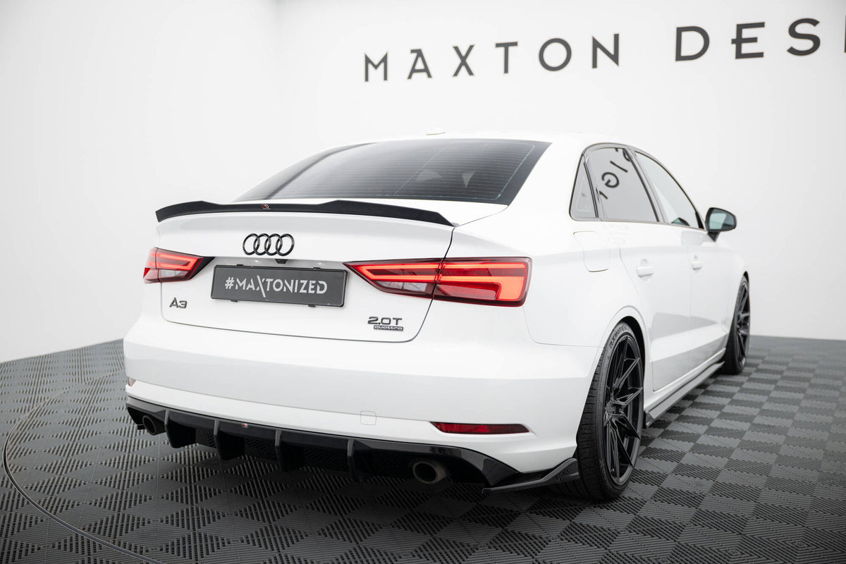 Maxton Design Heckansatz passend für Audi A3 Sedan 8V Facelift (Version mit Einzel-Auspuffendrohren beidseitig)