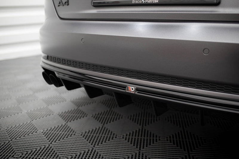 Maxton Design rear diffuser for Audi A4 S-line B9 (version with single-sided dual exhaust pipe)