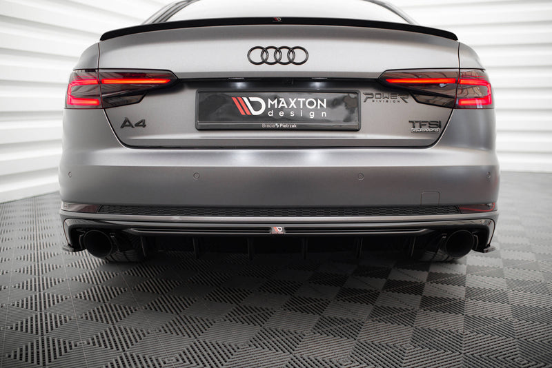 Maxton Design rear diffuser Audi A4 S-line B9 (version with single exhaust pipes on both sides)