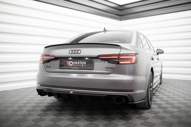 Maxton Design rear diffuser Audi A4 S-line B9 (version with single exhaust pipes on both sides)