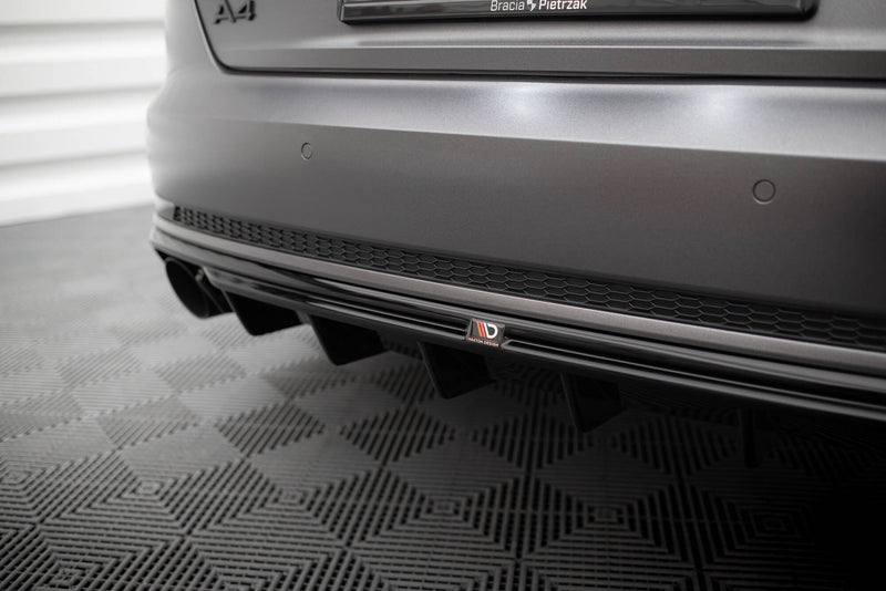 Maxton Design rear diffuser Audi A4 S-line B9 (version with single exhaust pipes on both sides)