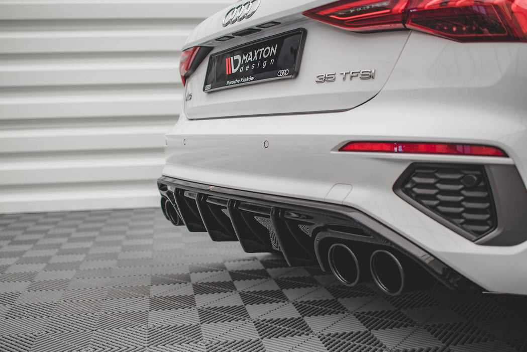 Maxton Design Heckansatz + Endschalldampfer Sportauspuff Attrappe Audi A3 S-Line Sportback 8Y