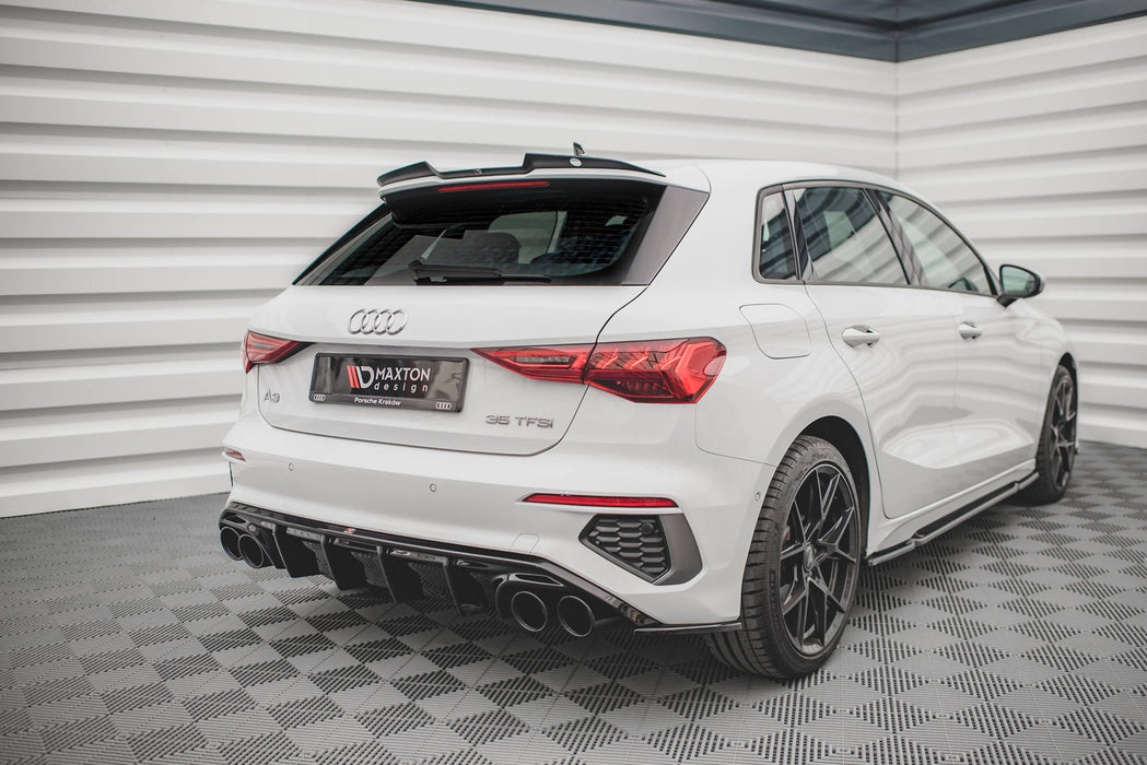 Maxton Design Heckansatz + Endschalldampfer Sportauspuff Attrappe Audi A3 S-Line Sportback 8Y