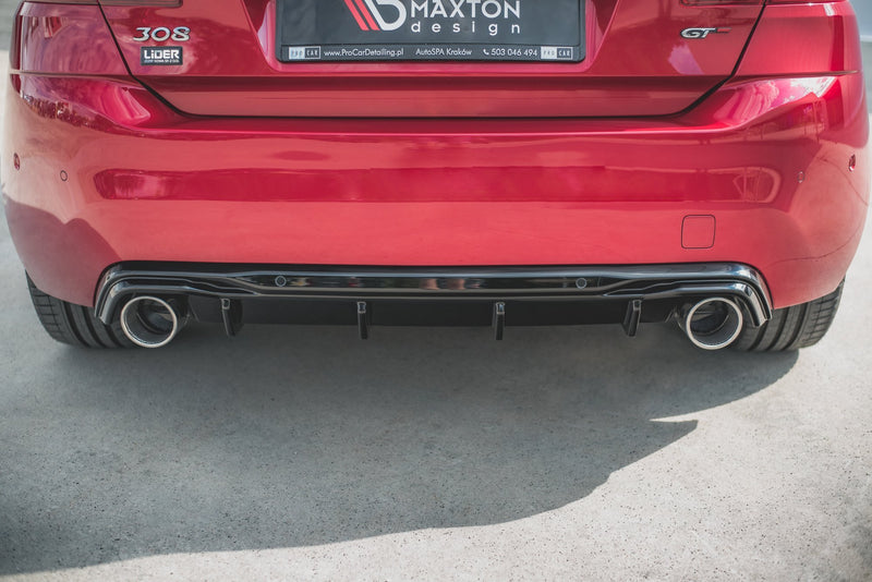 Maxton Design rear diffuser + exhaust silencer sport exhaust imitation Peugeot 308 GT Mk2 Facelift