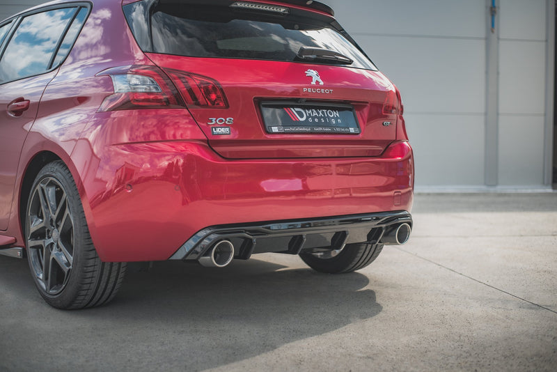 Maxton Design rear diffuser + exhaust silencer sport exhaust imitation Peugeot 308 GT Mk2 Facelift