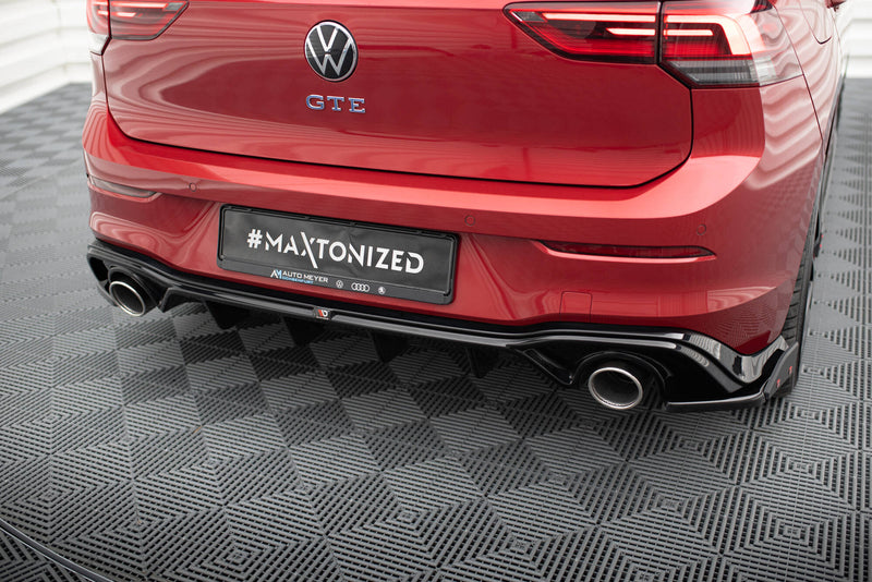 Maxton Design Rear Spoiler + Exhaust Tip Sport Exhaust Dummy Volkswagen Golf GTE / R-Line Mk8 / Mk8 Facelift