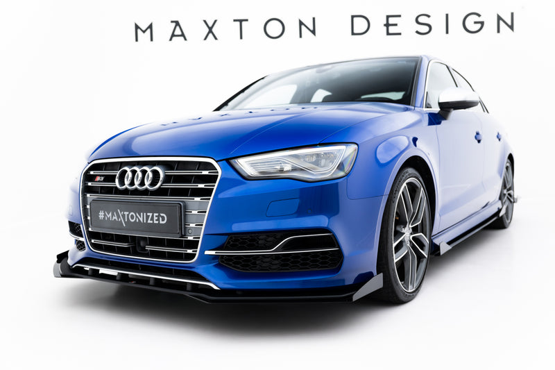 Maxton Design Street Pro Splitter + Flaps + Flaps for Audi S3 / A3 S-Line Sedan 8V