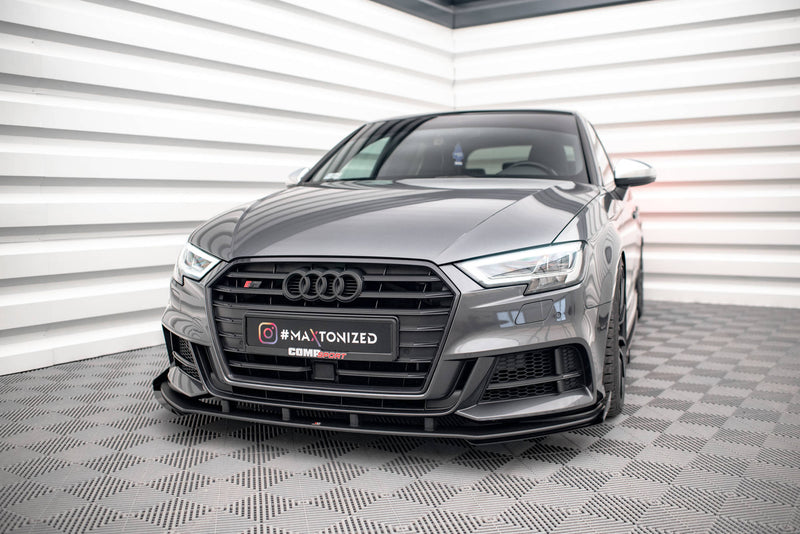 Maxton Design Street Pro Splitter + Flaps V.1 + Flaps for Audi S3 / A3 S-Line Sportback 8V Facelift